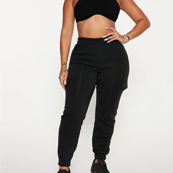 Fashion Nova Pants - fashion nova black cargo sweat jogger pants plus new